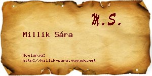 Millik Sára névjegykártya